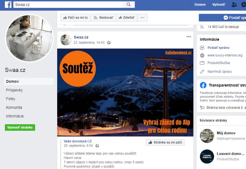 SWAA cz falošné stránky na facebooku