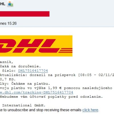 DHl falošný email
