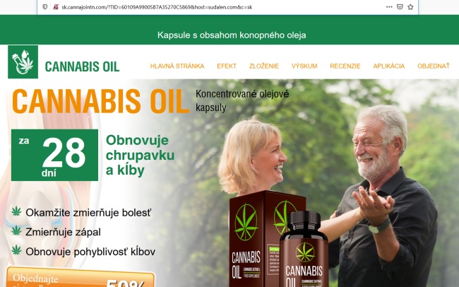 Cannabis Oil podvodný web a prípravok na záchranu kĺbov