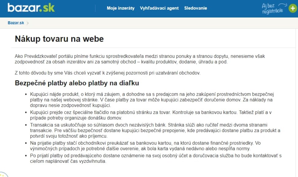 Podvodník na bazar.sk, falošný platobný systém