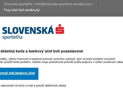 Slovenská sporiteľňa pishing, falošný email