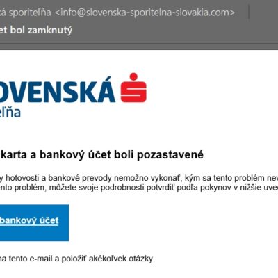 Slovenská sporiteľňa pishing, falošný email