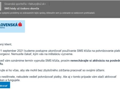 Slovenská sporiteľna, vraj rušia SMS správy, pishing