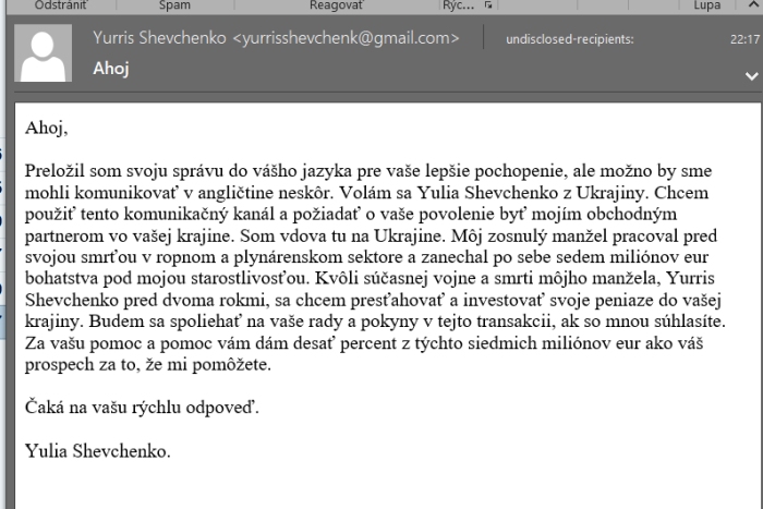 Yuri sevchenko podvodný email