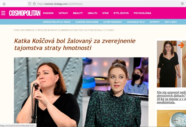 Katka KOščová obeťou podvodníkov Keto Diet na falošnom Cosmopolitan