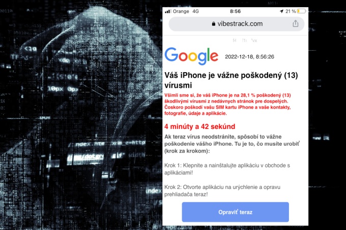 vírus iPhone tvrdenie a falošné hlásenie
