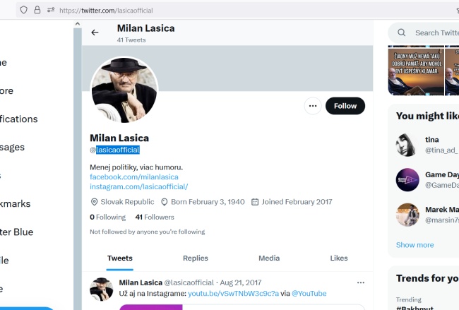 Milan Lasica Twitter