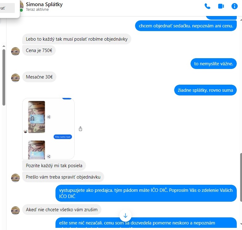 Simona Splátky kauza, podivný profil na Facebook a podvod