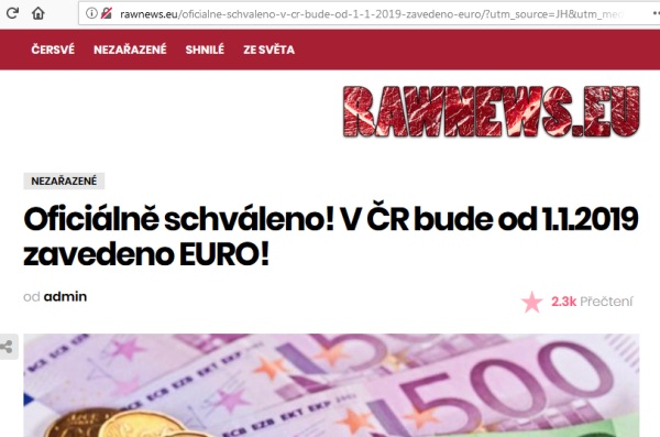 Falošné informácie, Česká republika zavádza EURO